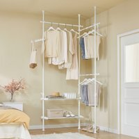 Telescopic Floor Hanger with Shelves - White - thumbnail 1