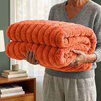 Ribbed Fleece Blanket - Rust