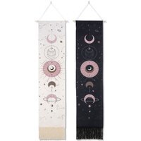2 Bohemian Style Lunar Eclipse Tapestries - Black and White - thumbnail 1