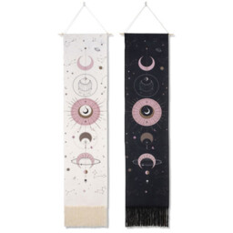 2 Bohemian Style Lunar Eclipse Tapestries - Black and White - thumbnail 2