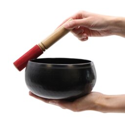 Large Black Beaten Singing Bowl 18cm Meditation Prayer Bell - Black - thumbnail 2