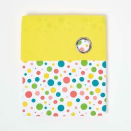 Polka Dots Ready Made Eyelet Curtain Pair - Multicolour / 137cm / 182cm - thumbnail 2
