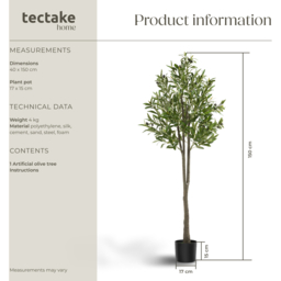 Tectake Artificial Olive Tree - Green / 150cm - thumbnail 3