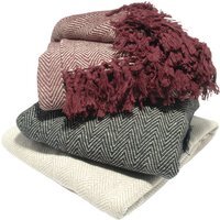 Herringbone Cotton Throw Large - Red