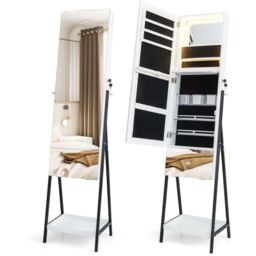 LED Lights Jewellery Cabinet - White - thumbnail 2
