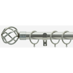 Brushed Steel 28mm Cage Fixed Length Metal Curtain Pole - Brushed Steel / 70cm - thumbnail 5