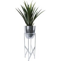 Artificial Office Plants - Yukka with Metal Planter and Stand - Silver