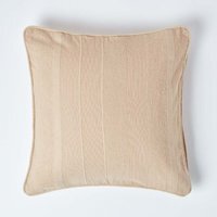 Homescapes Cotton Rajput Ribbed Cushion Cover - Beige / 60cm