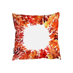 Circled Autumn Leaves Outdoor Cushion - Orange / Machine washable / 60cm - thumbnail 2