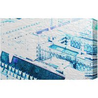 London Chimney Tops Blue Graphic Art Wrapped on Canvas - Blue / 92cm