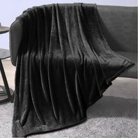 Faux Mink Super Soft Throw - Black / 140cm