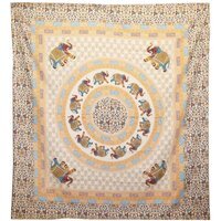 Elephant Mandala Wall Hanging  Beach Spread - Brown  Orange on Cream - Brown
