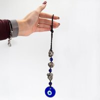 Evil Eye Pyrite Stone Pendant for Prosperity, Protection - Blue