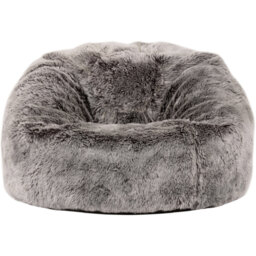 Kids Faux Fur Bean Bag Chair, Fluffy Beanbag for Children, Filling Included - Grey - thumbnail 2