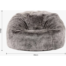 Kids Faux Fur Bean Bag Chair, Fluffy Beanbag for Children, Filling Included - Grey - thumbnail 5