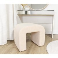 Boucle Curved Footstool - Neutral