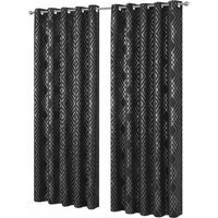 Geometric Sparkle Blackout Curtains - Black / 228cm