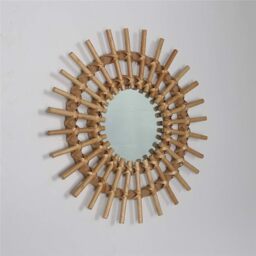 Rattan Wall Mirror Flower - Natural rattan / GlassRattanWood - thumbnail 2