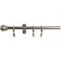 10 - 13mm Satin Silver Metal Ball Curtain Pole Set - Silver / 150cm