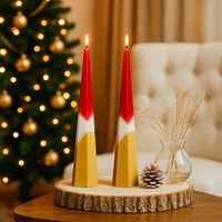 Large Pyramid Pillar Candles Unscented Red Gold - red