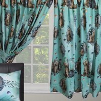 Hubble Bubble Curtains Pencil Pleat Cauldron Cats - Green / 72in