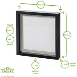"10"" x 10"" White 3D Box Photo Frame - 8"" x 8"" Mount - Pack of 2 - White/Ivory" - thumbnail 5