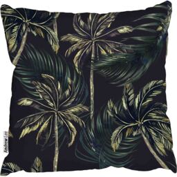 Palm trees, jungle leaves Outdoor Cushion - Black / 60cm - thumbnail 2