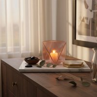 Rambia Large Pink Glass Candle Holder - Pink