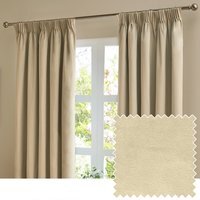 Ultimate Velvet Full Blackout Pencil Pleat Curtains - Natural / 117cm / 137cm - thumbnail 1