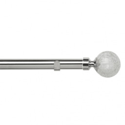 28mm Fixed Length Metal Eyelet Curtain Pole Set - Crash Finial - Chrome / 290cm - thumbnail 2