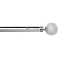 28mm Fixed Length Metal Eyelet Curtain Pole Set - Crash Finial - Chrome / 290cm - thumbnail 1