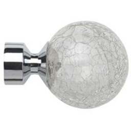 28mm Fixed Length Metal Eyelet Curtain Pole Set - Crash Finial - Chrome / 290cm - thumbnail 3
