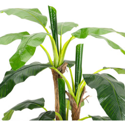Realistic Banana Artificial Tree 3 Trunk in Black Planter - Green - thumbnail 3