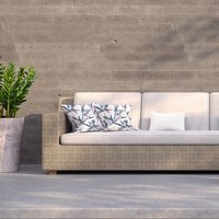 Tropical leaves on pastel mood Outdoor Cushion - Blue / 45cm - image 1