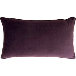 Mogori Leafage Digitally Printed Velvet Piped Cushion - Aubergine / Feather - thumbnail 2