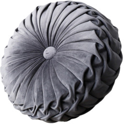 Round Pleated Pumpkin Velvet Cushion(Set of 2) - Grey / 45cm - thumbnail 5