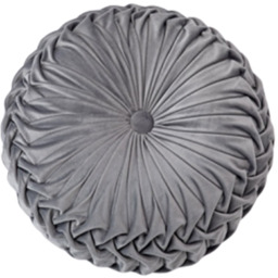 Round Pleated Pumpkin Velvet Cushion(Set of 2) - Grey / 45cm - thumbnail 4