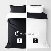 Soft Touch Plain Reversible Microfibre Duvet Cover and Pillowcase Set - White/Black / Double - image 1