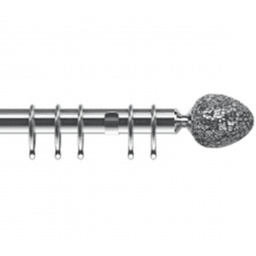 35mm Fixed Length Metal Curtain Pole Set Chrome Alexia Finial - Chrome / 75cm - thumbnail 2