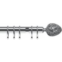 35mm Fixed Length Metal Curtain Pole Set Chrome Alexia Finial - Chrome / 75cm - thumbnail 1