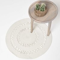 Crochet Braided Round Rug - Natural / 90cm