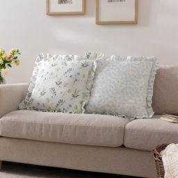 Chloe Printed Ruffle Cushion - Soft White - thumbnail 3