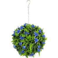 Best Artificial Small Blue Lily Hanging Basket Flower Topiary Ball - Blue - thumbnail 1