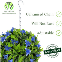 Best Artificial Small Blue Lily Hanging Basket Flower Topiary Ball - Blue - thumbnail 4