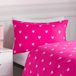 Gingham Heart Reversible Duvet Set - Bright Pink / Single - thumbnail 4