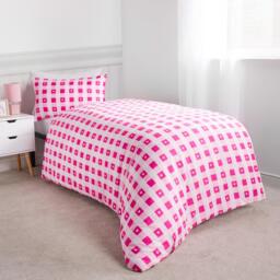 Gingham Heart Reversible Duvet Set - Bright Pink / Single - thumbnail 2
