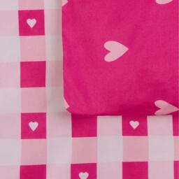 Gingham Heart Reversible Duvet Set - Bright Pink / Single - thumbnail 5