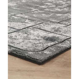 Belgravia Living Room Area Rug Metallic Sheen Contemporary Modern Cobble Design - Anthracite / 170cm - thumbnail 5