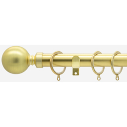 Brushed Gold 28mm Ball Fixed Length Metal Curtain Pole - Brushed Gold / 160cm - thumbnail 5