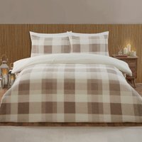 Teddy Fleece Check Duvet Set - Natural / Double - image 1